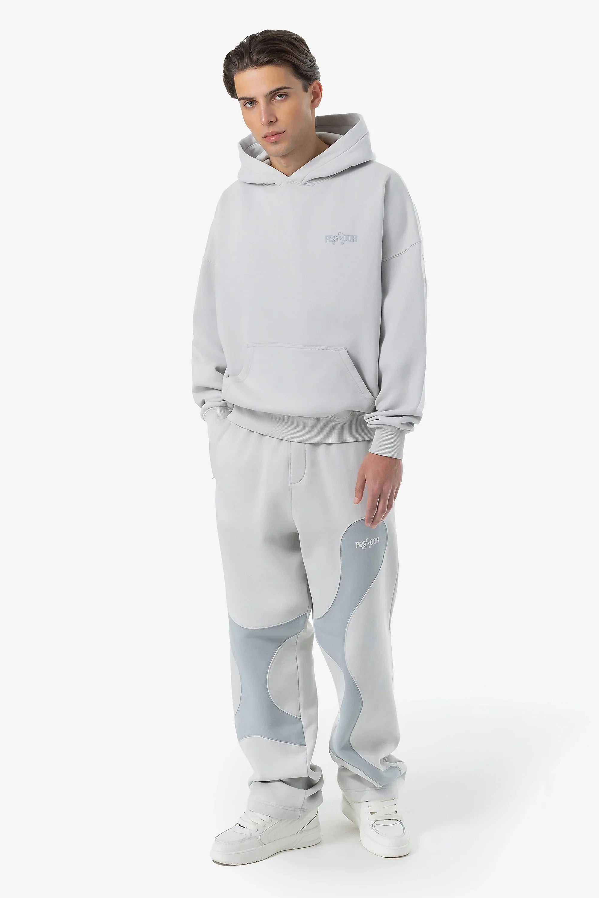 H105 Miner Boxy Hoodie Washed Clear Grey