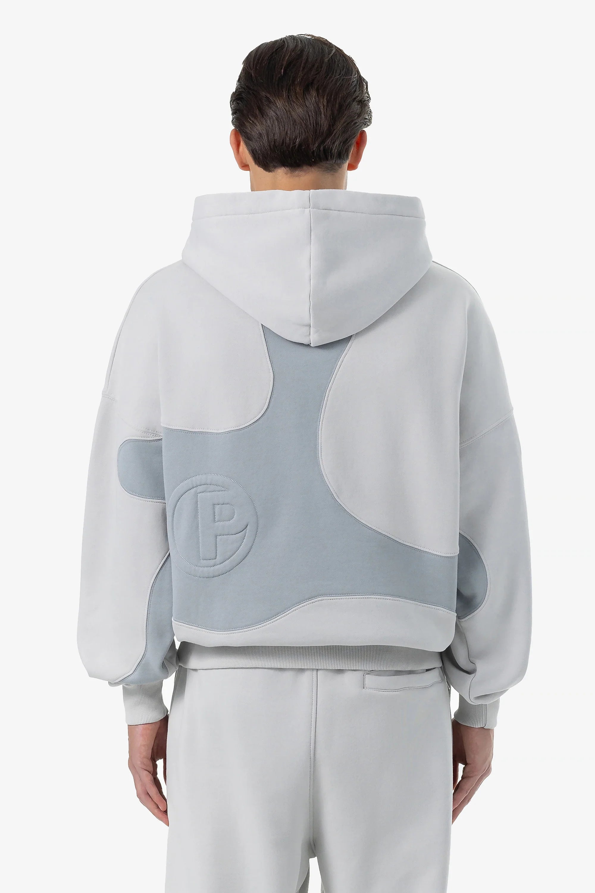 H105 Miner Boxy Hoodie Washed Clear Grey