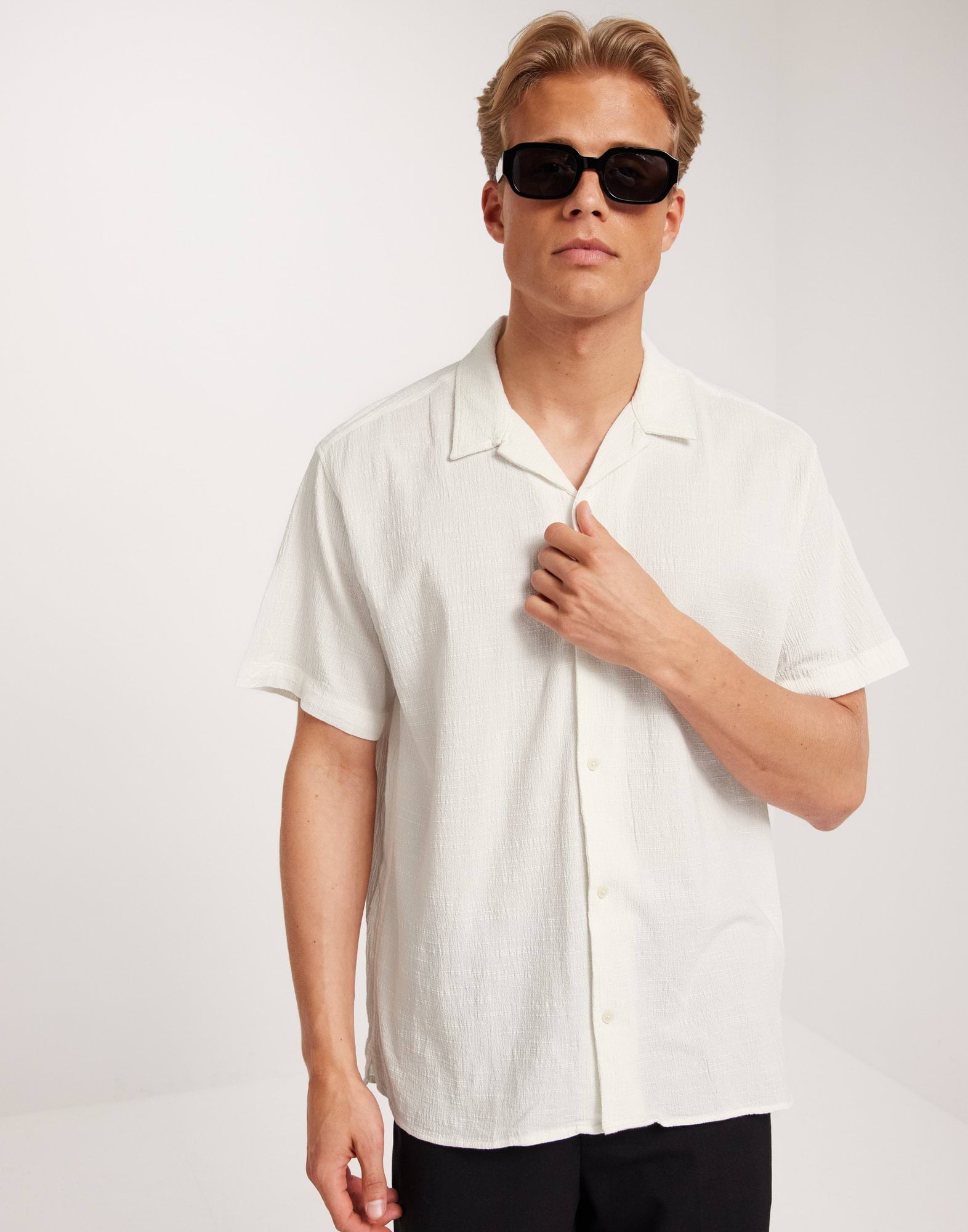 Jack & Jones WHITE crinkled Short Sleeve Shirt