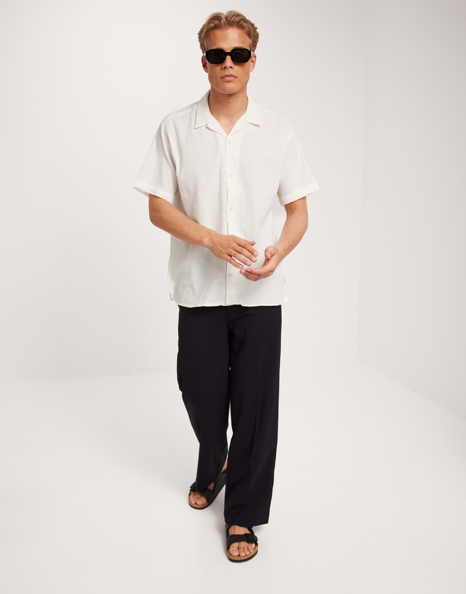 Jack & Jones WHITE crinkled Short Sleeve Shirt
