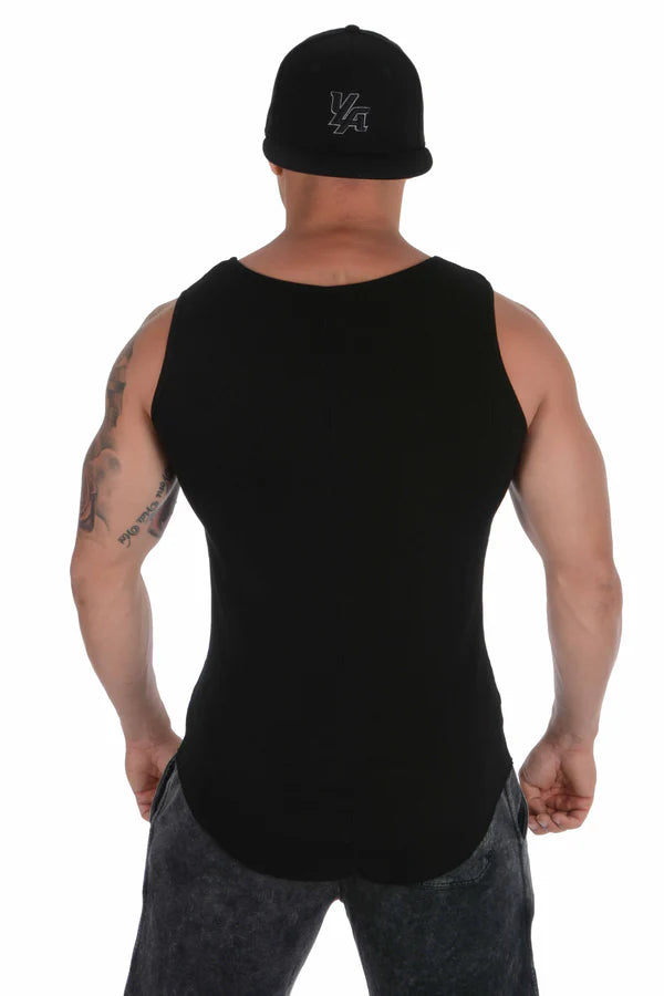 314 Scoop Bottom Ribbed Tank All Black