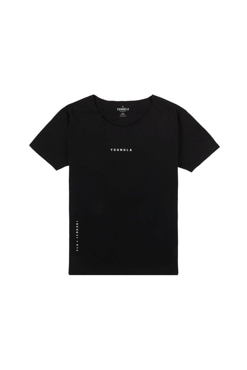 YoungLA 447 Wide Neck Black Raw Cut Tee
