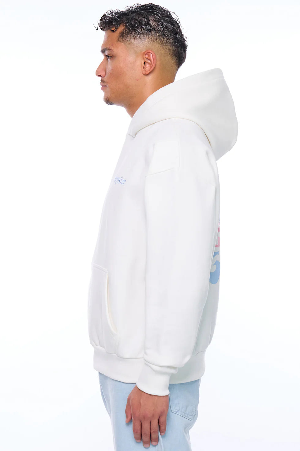 H63 HEAVY OVERSIZE CREW LOVE HOODIE CREAM WHITE