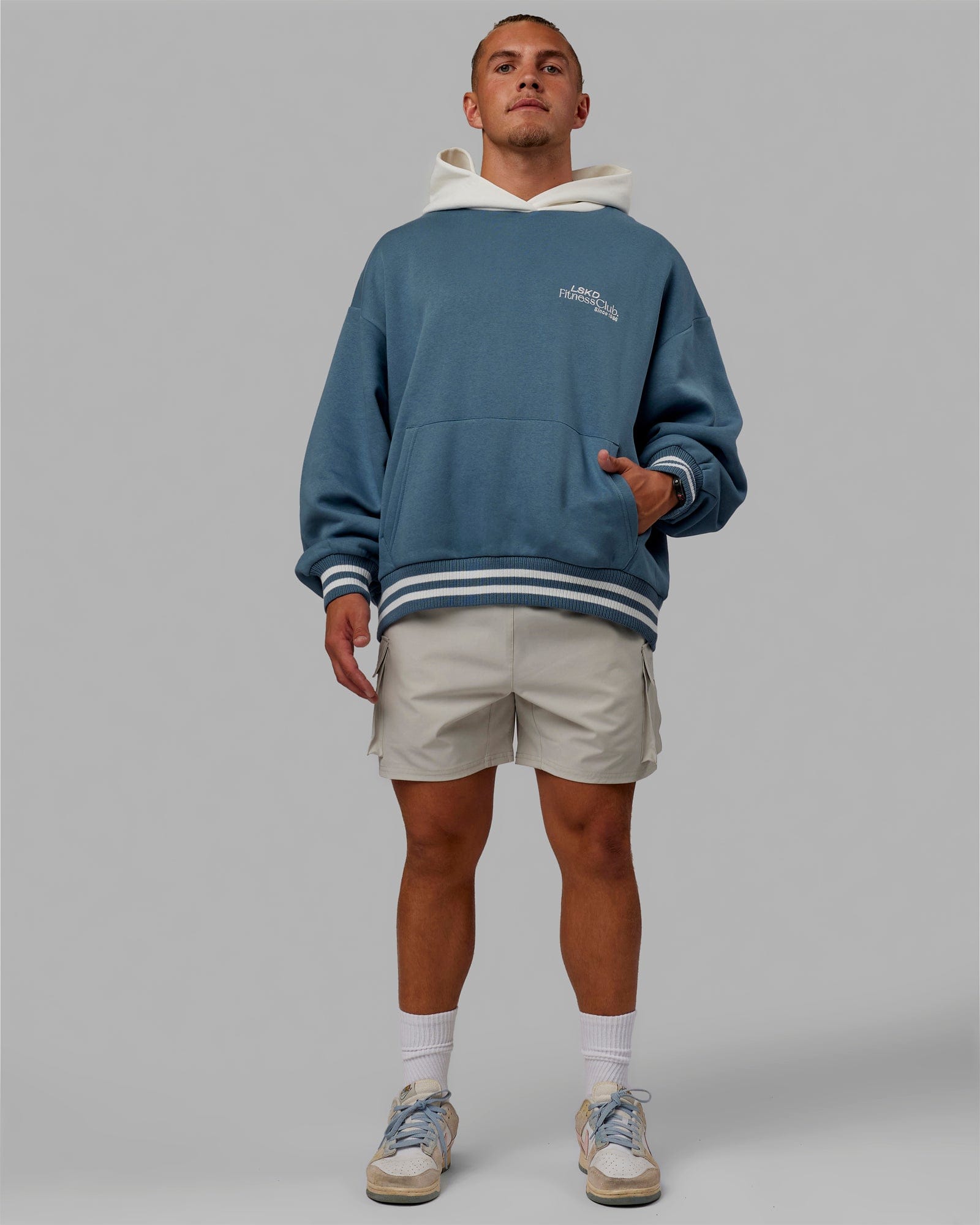 H 82 Unisex Fitness Club Hoodie Oversize β Elemental Blue-Off White