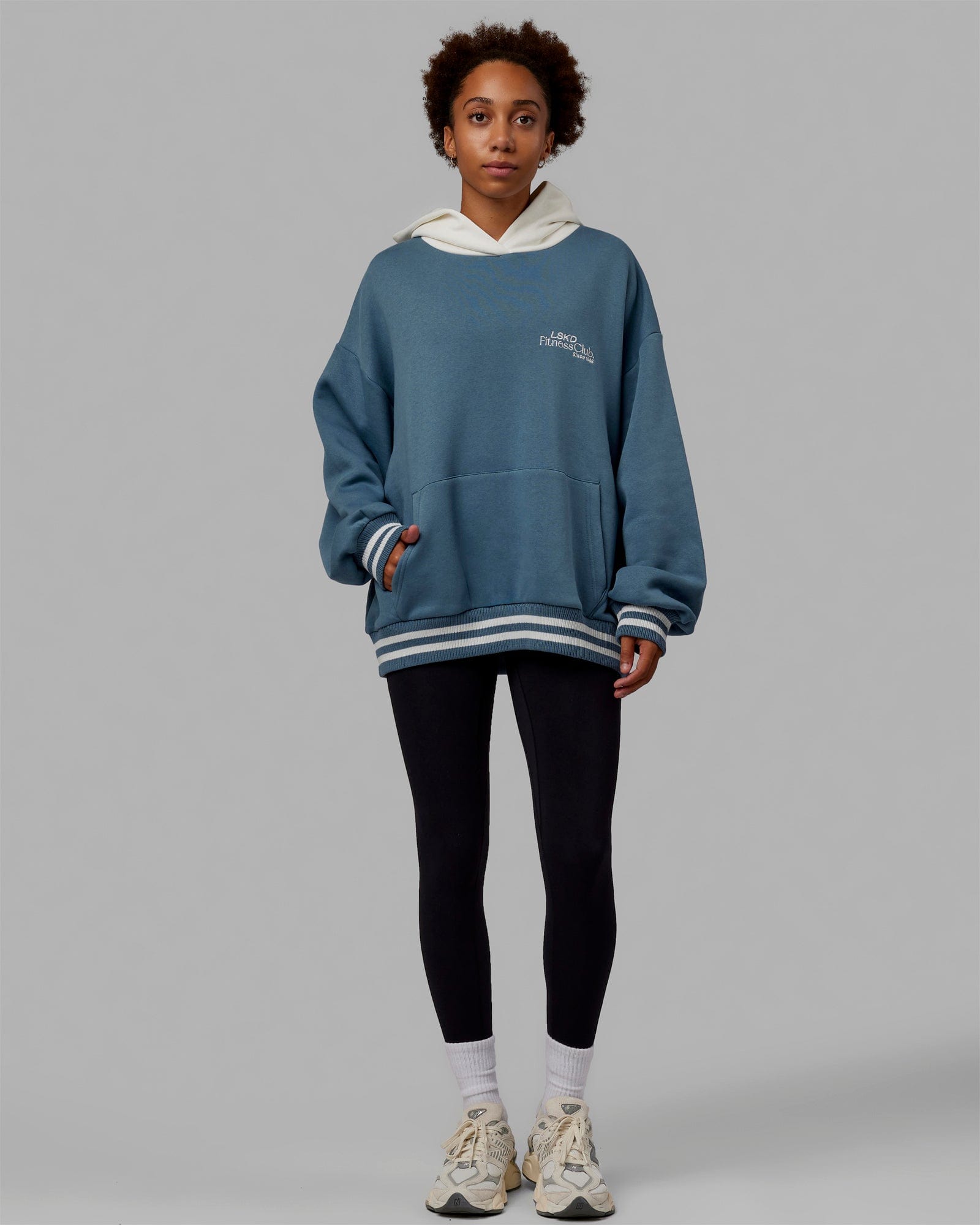 H 82 Unisex Fitness Club Hoodie Oversize β Elemental Blue-Off White