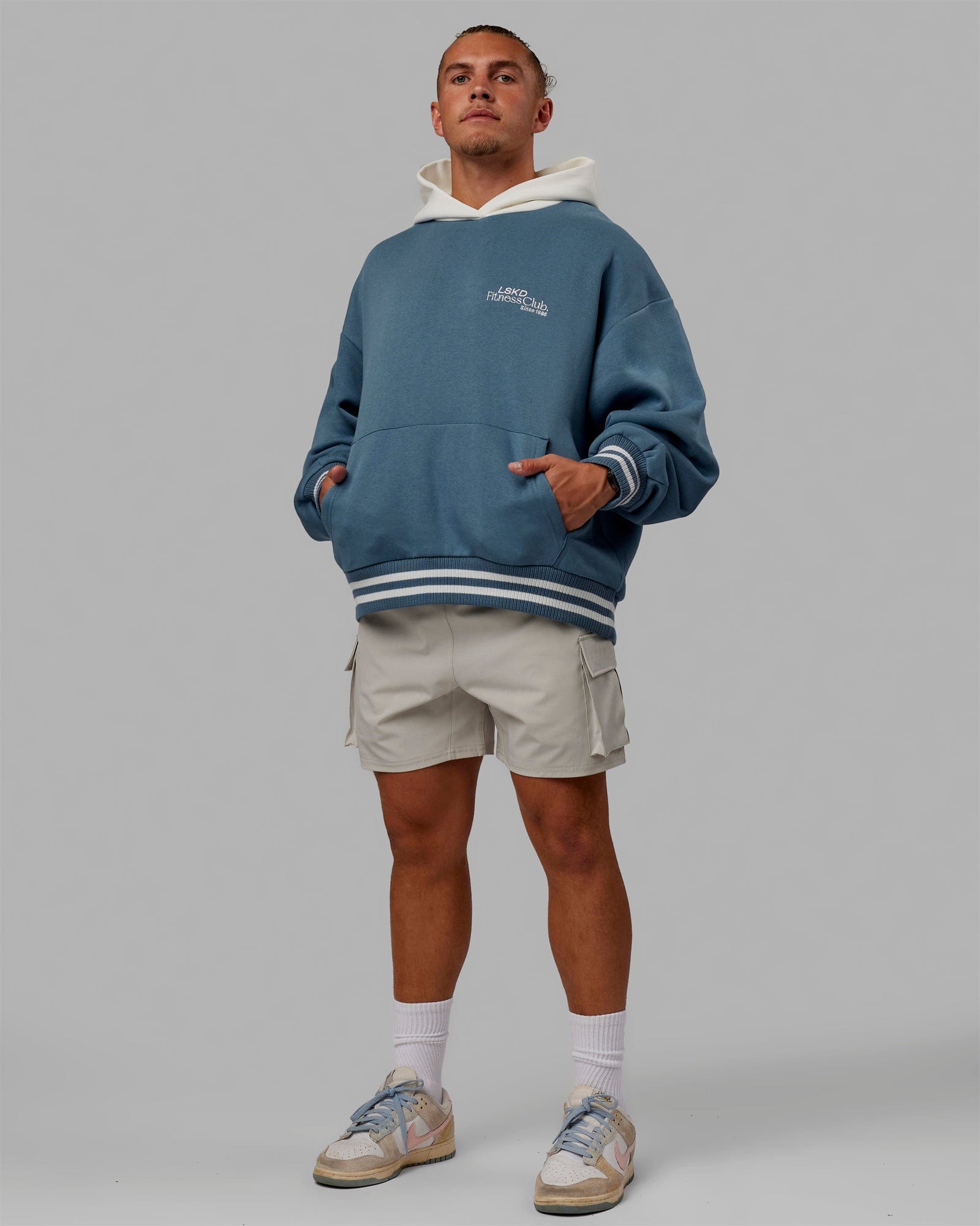 H 82 Unisex Fitness Club Hoodie Oversize β Elemental Blue-Off White