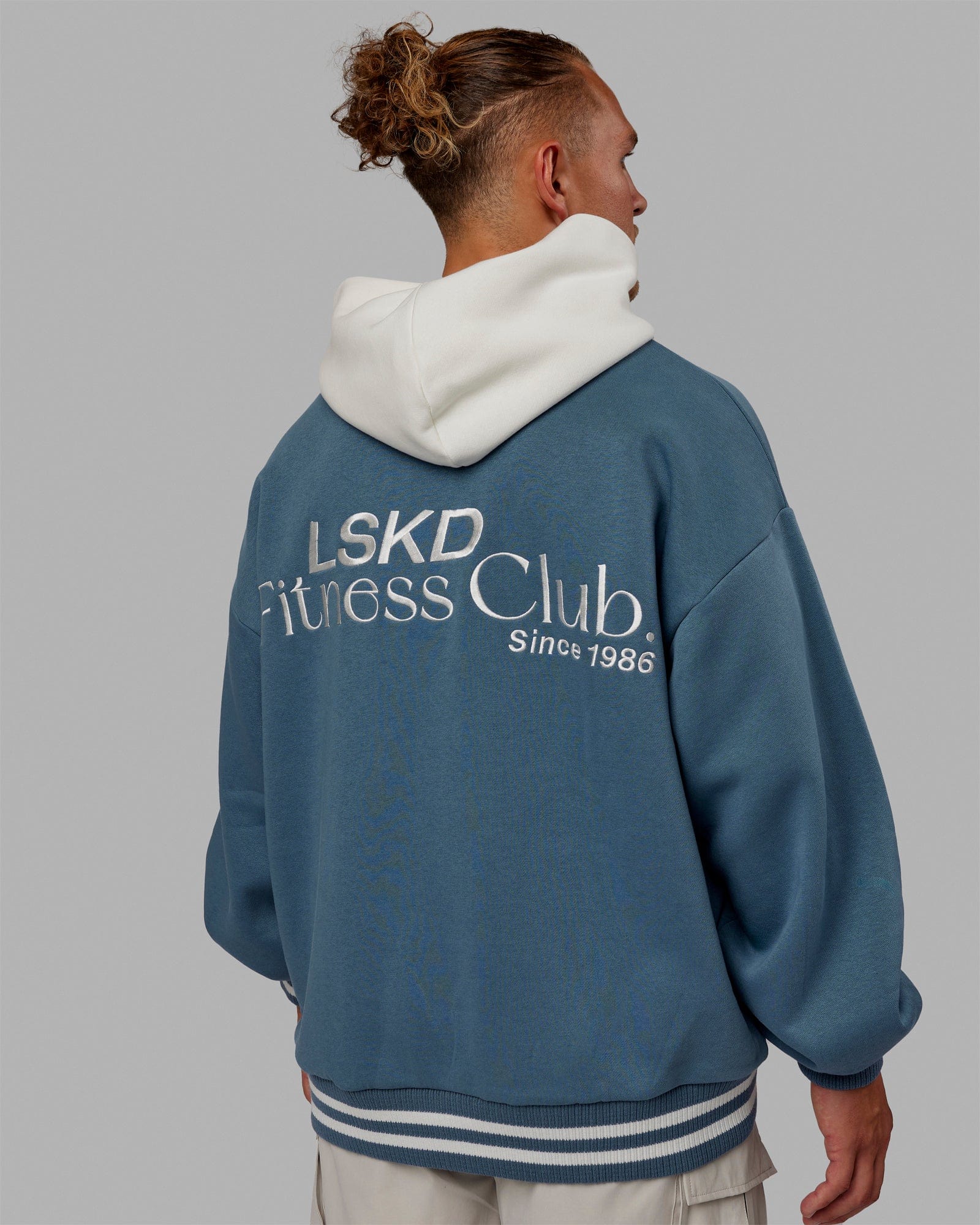 H 82 Unisex Fitness Club Hoodie Oversize β Elemental Blue-Off White