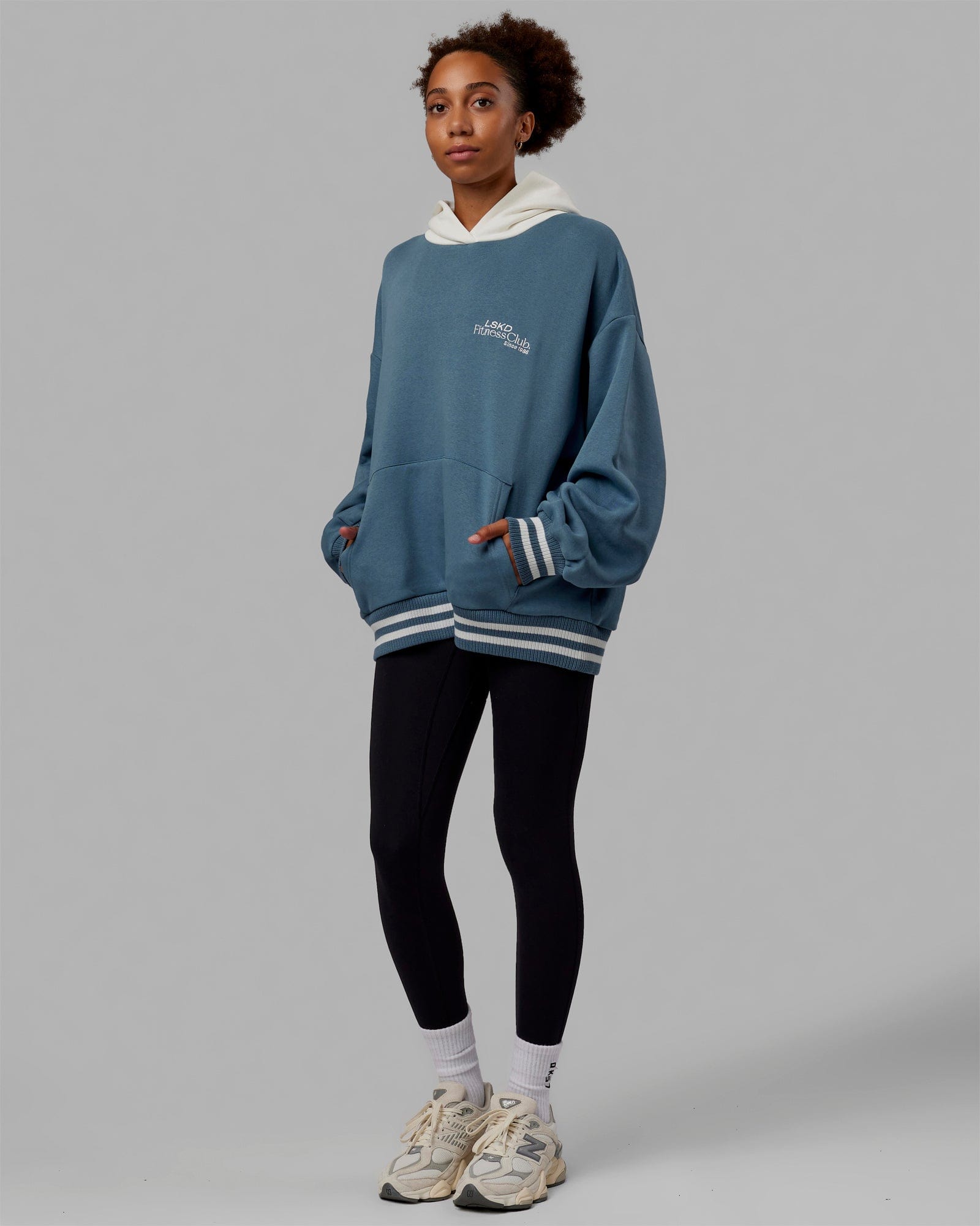 H 82 Unisex Fitness Club Hoodie Oversize β Elemental Blue-Off White