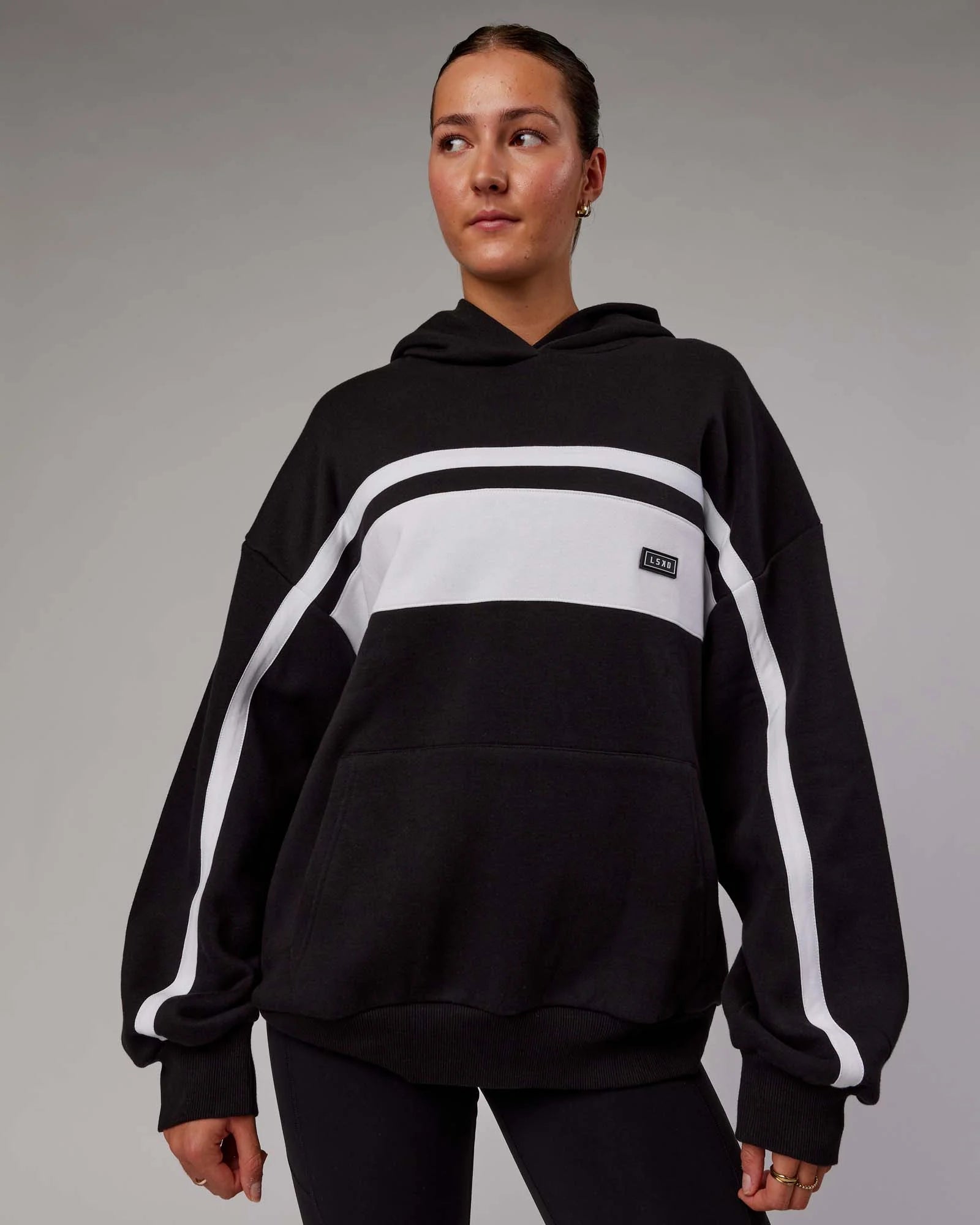 H 83 Unisex Intercept Hoodie Oversize Black-White