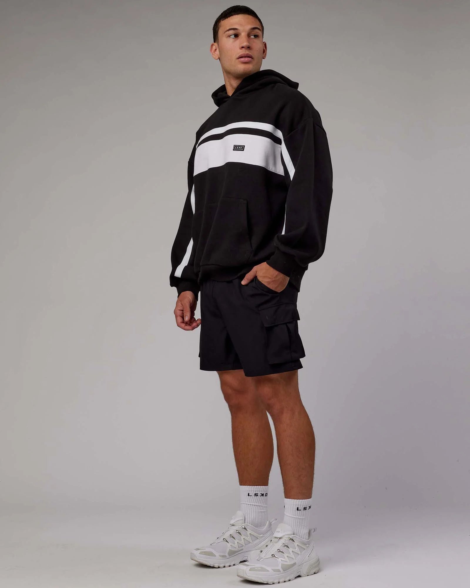 H 83 Unisex Intercept Hoodie Oversize Black-White