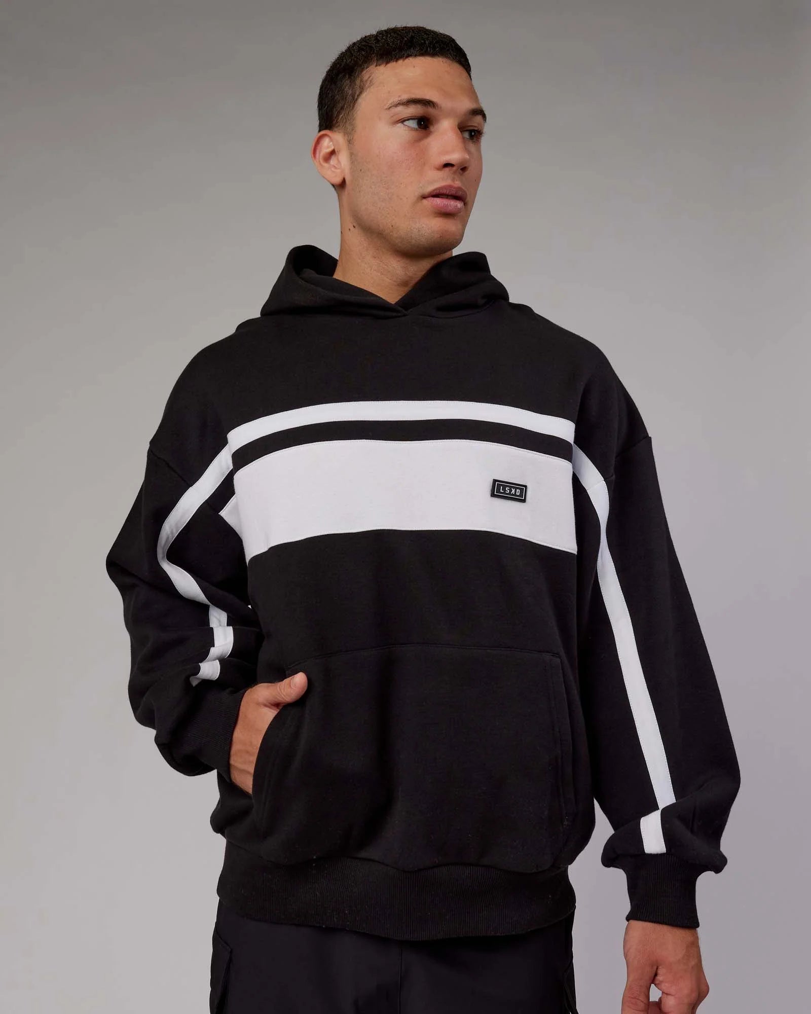 H 83 Unisex Intercept Hoodie Oversize Black-White