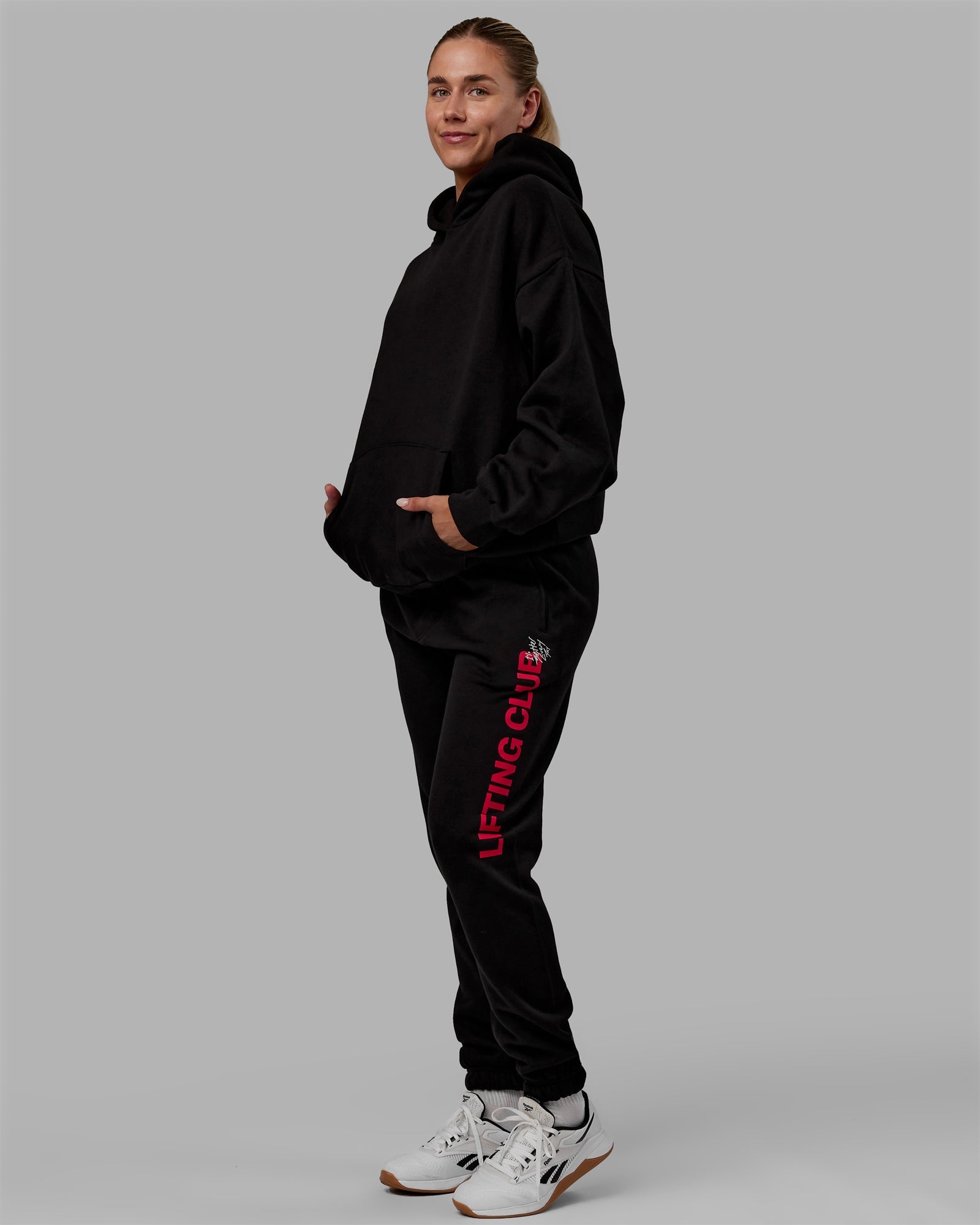 H 85 Unisex Lifting Club Hoodie Oversize – Black-Red