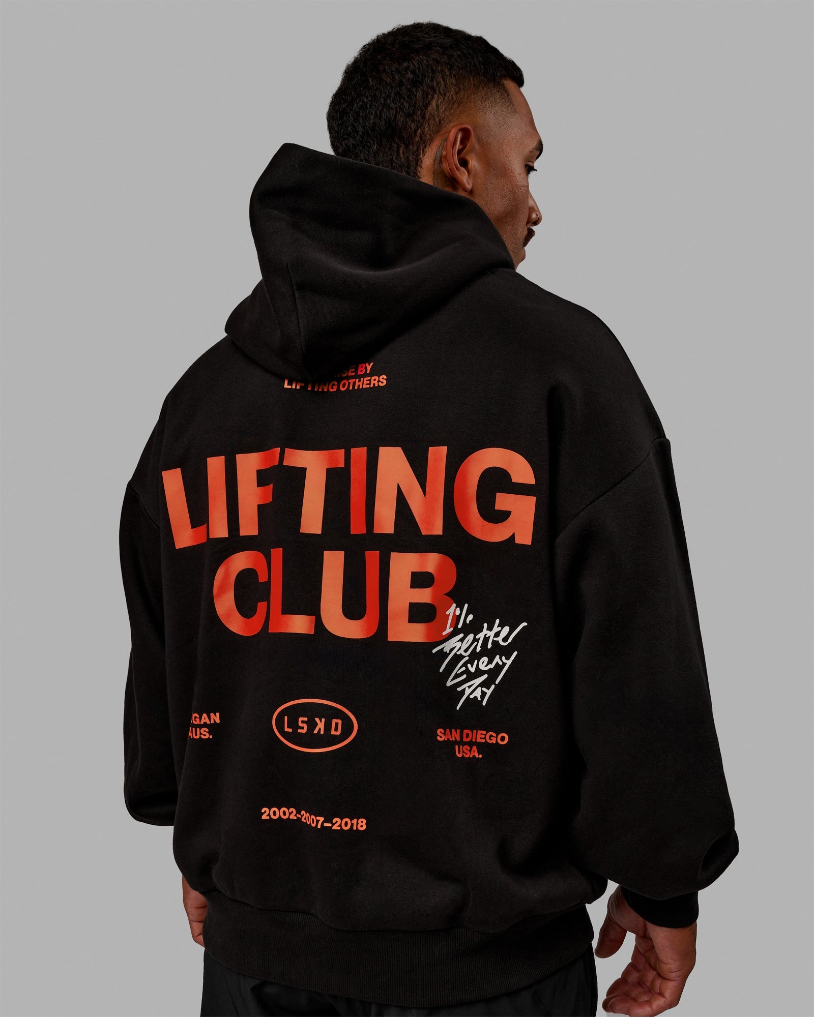 H 85 Unisex Lifting Club Hoodie Oversize – Black-Red