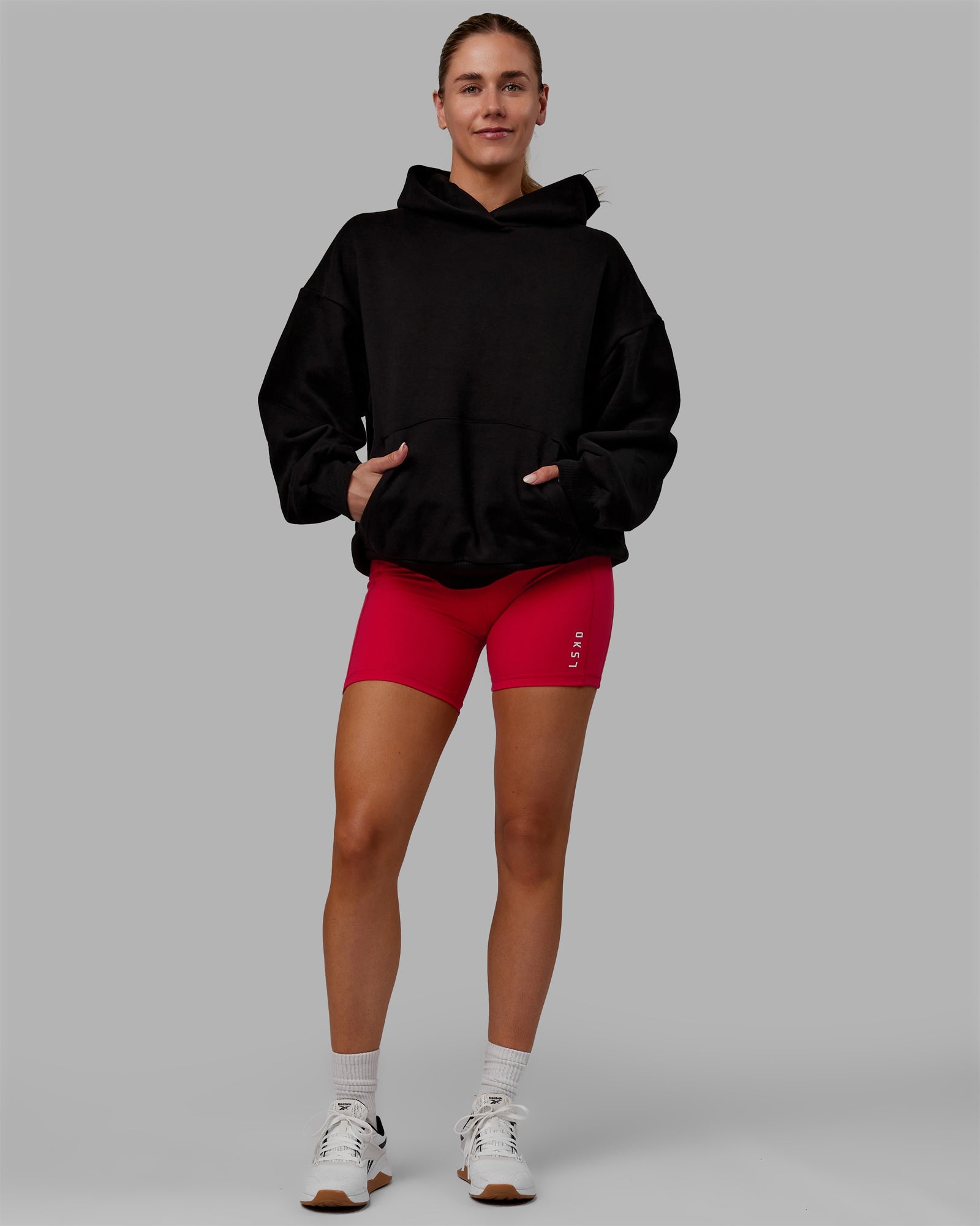 H 85 Unisex Lifting Club Hoodie Oversize – Black-Red
