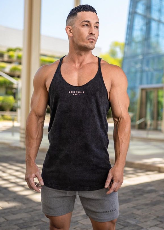 Black-Acid Wash YoungLA Stringer Tank Wavy