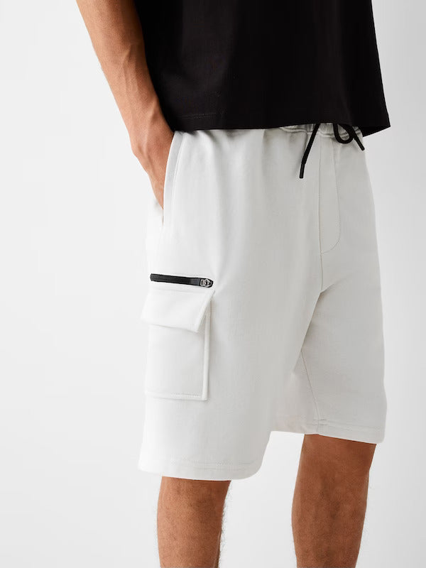 Bershka plush Cargo bermuda Shorts White
