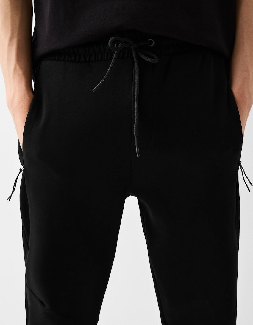 Bershka Plush jogger trousers with seams