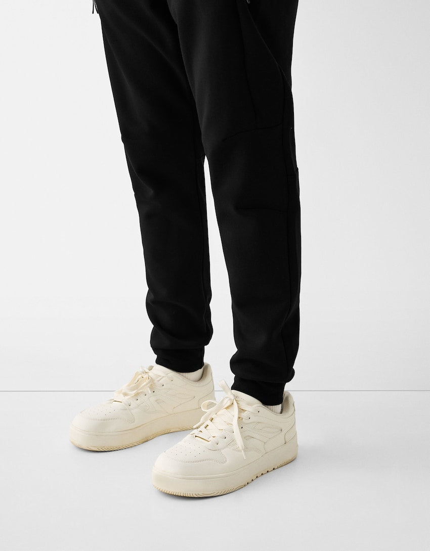 Bershka Plush jogger trousers with seams