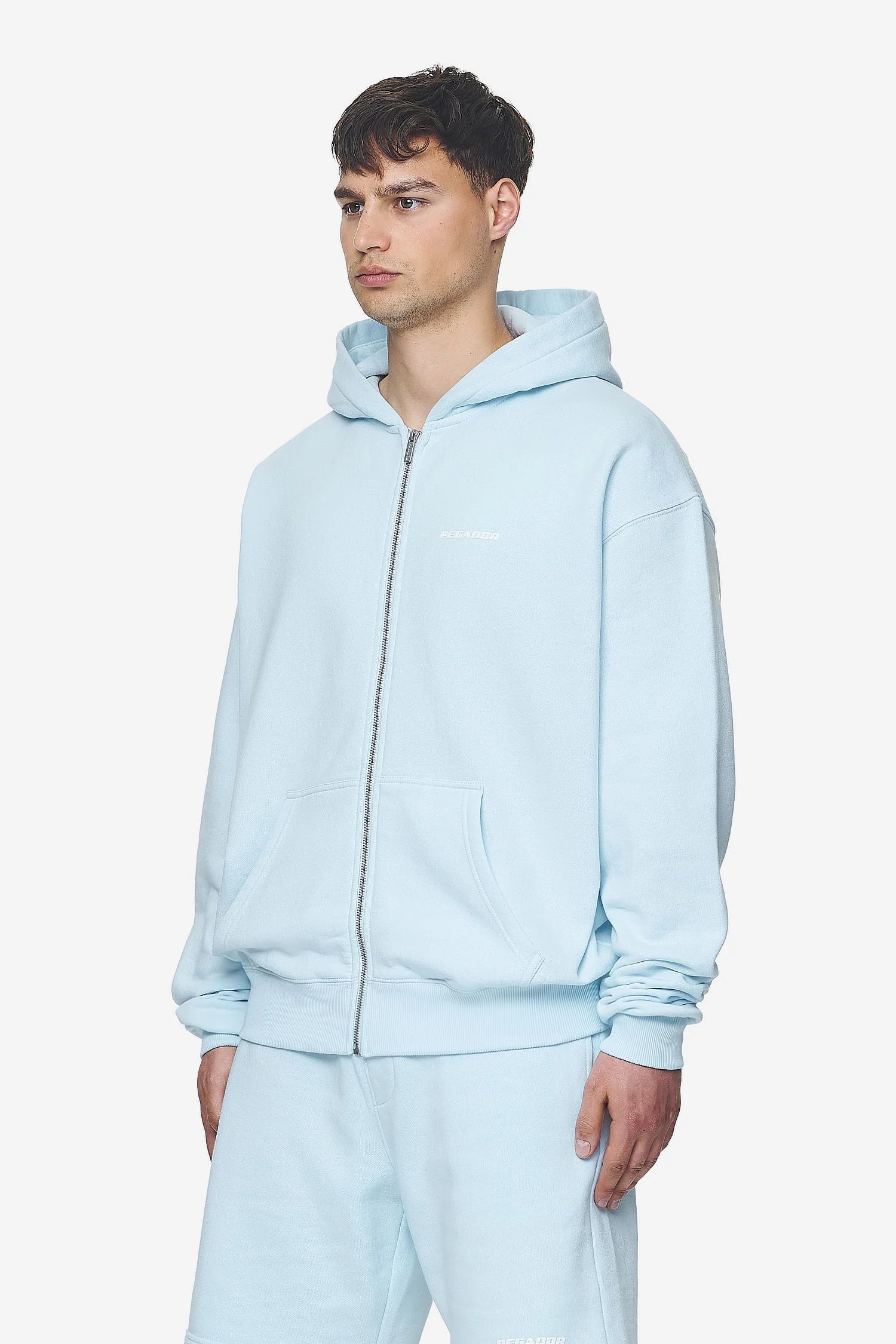 H9_Logo Oversized Sweat Jacket Washed Baby Blue White Gum