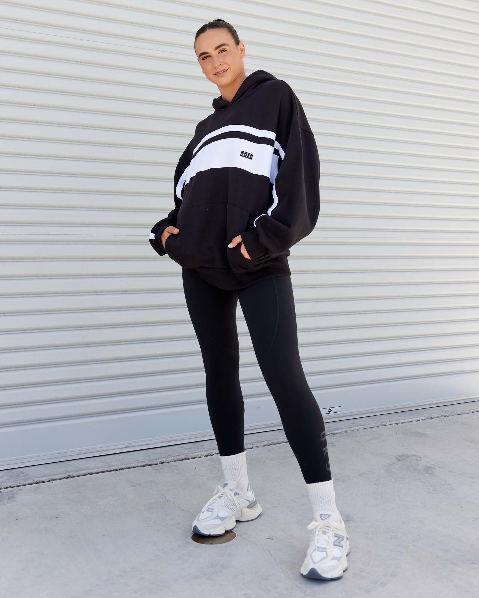 H 83 Unisex Intercept Hoodie Oversize Black-White