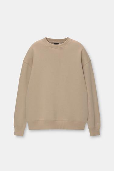 Pull & Bear Basic round neck sweatshirt Ecru