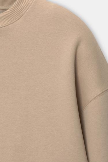 Pull & Bear Basic round neck sweatshirt Ecru