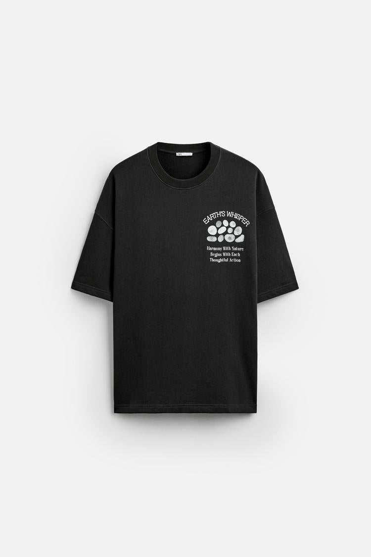 Zara MIXED RAISED TEXT T-SHIRT