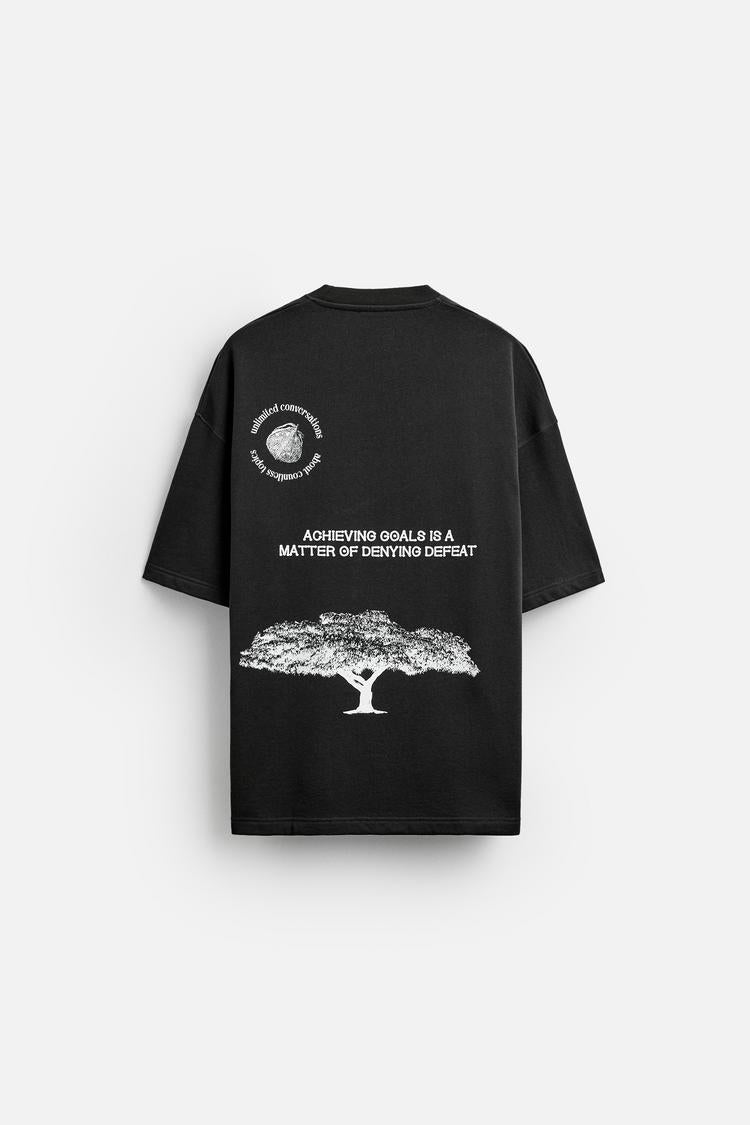 Zara MIXED RAISED TEXT T-SHIRT