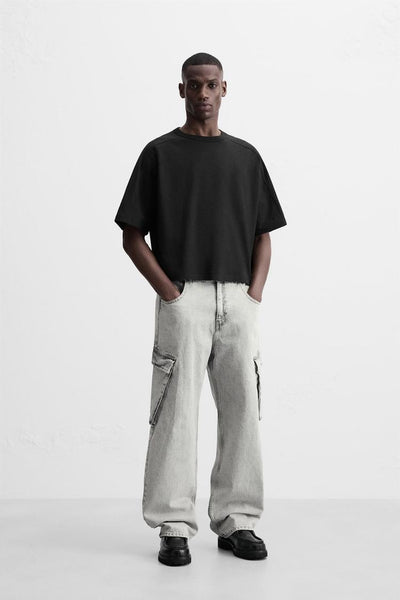 Zara DENIM CARGO TROUSERS