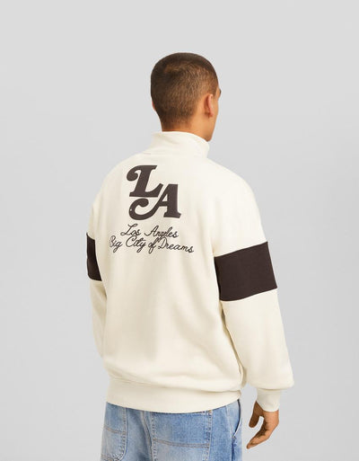 High neck sweatshirt with zipper