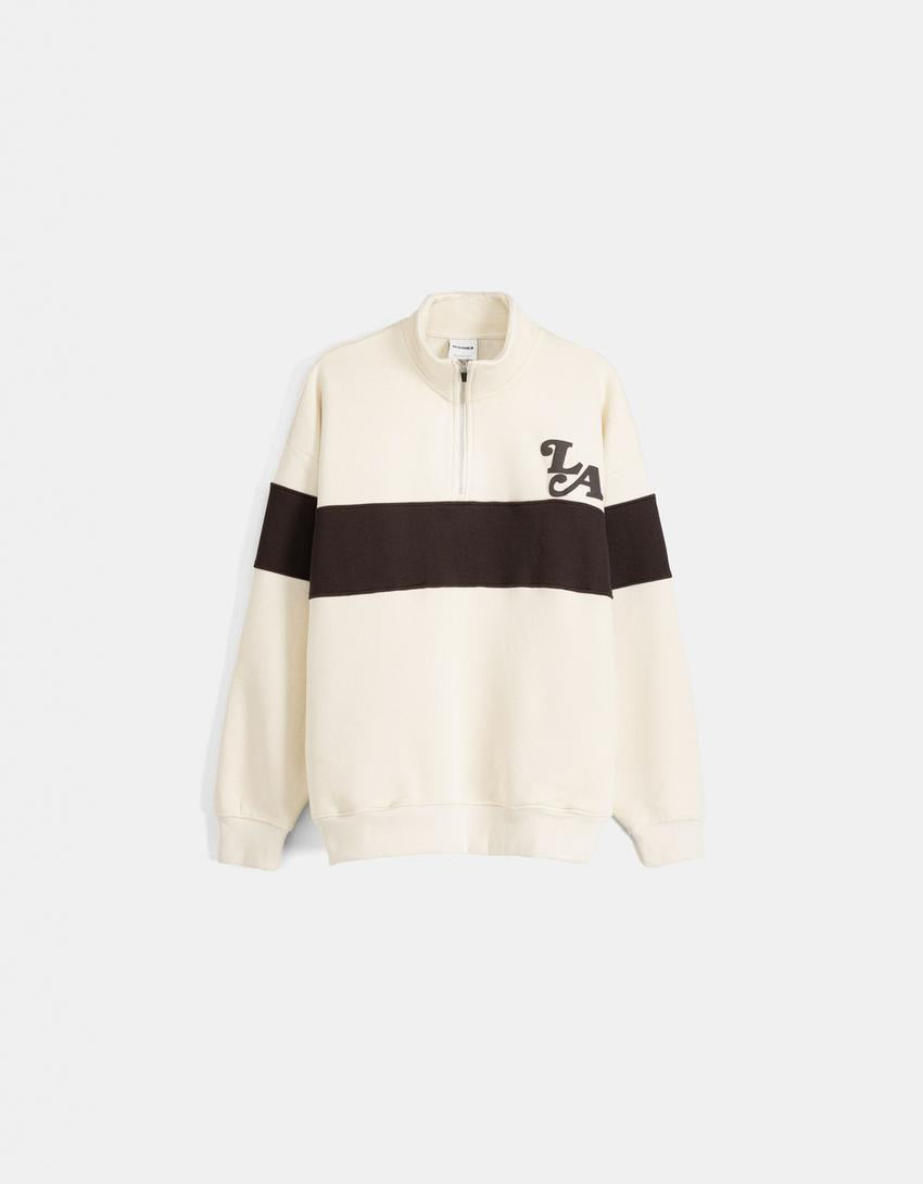 High neck sweatshirt with zipper