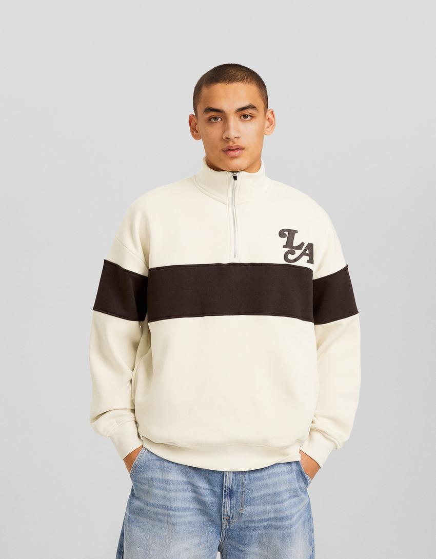 High neck sweatshirt with zipper