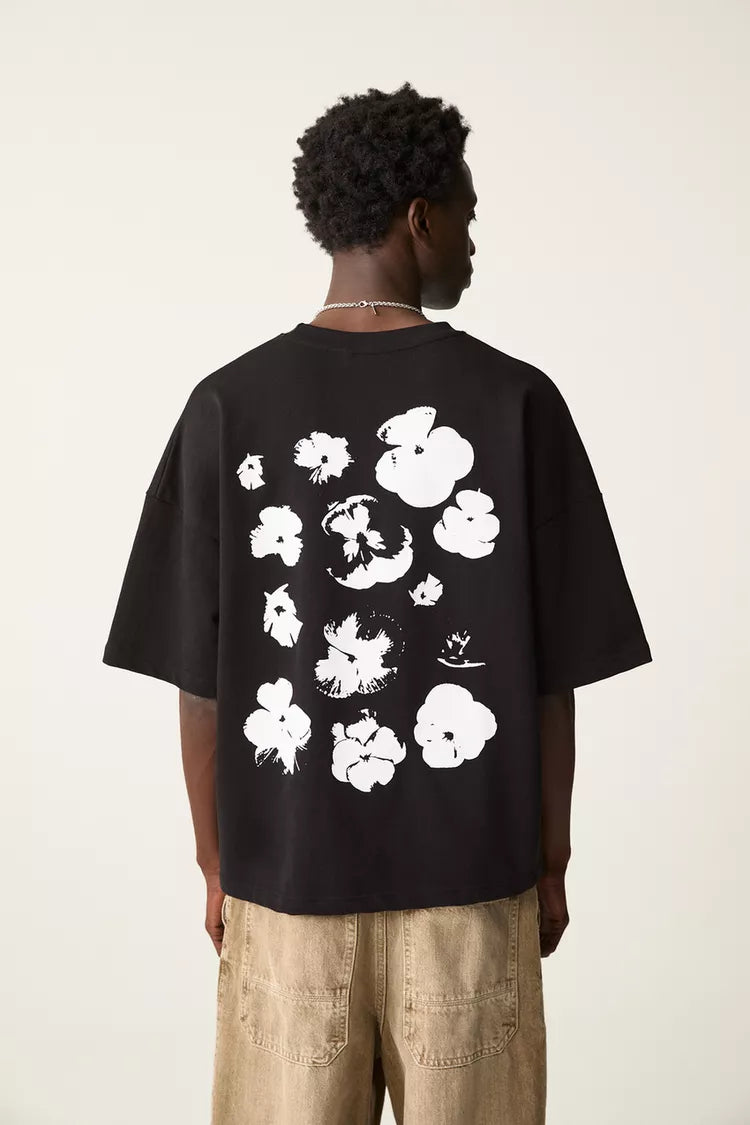 Floral print T-shirt Black