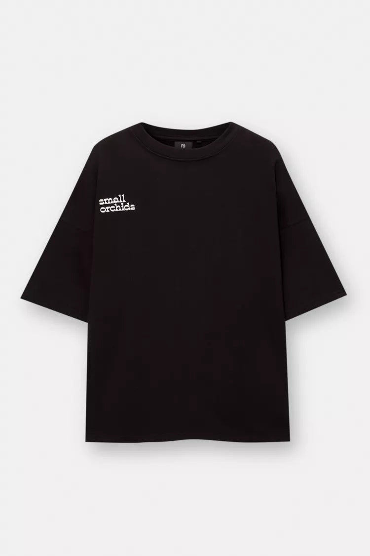 Floral print T-shirt Black