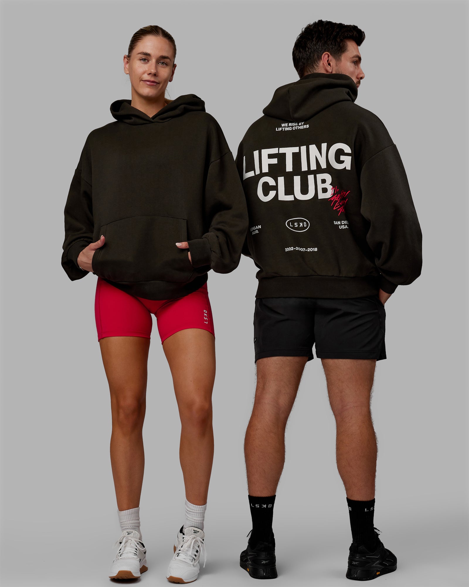 H 86 Unisex Lifting Club Hoodie Oversize – Pirate Black-Off White