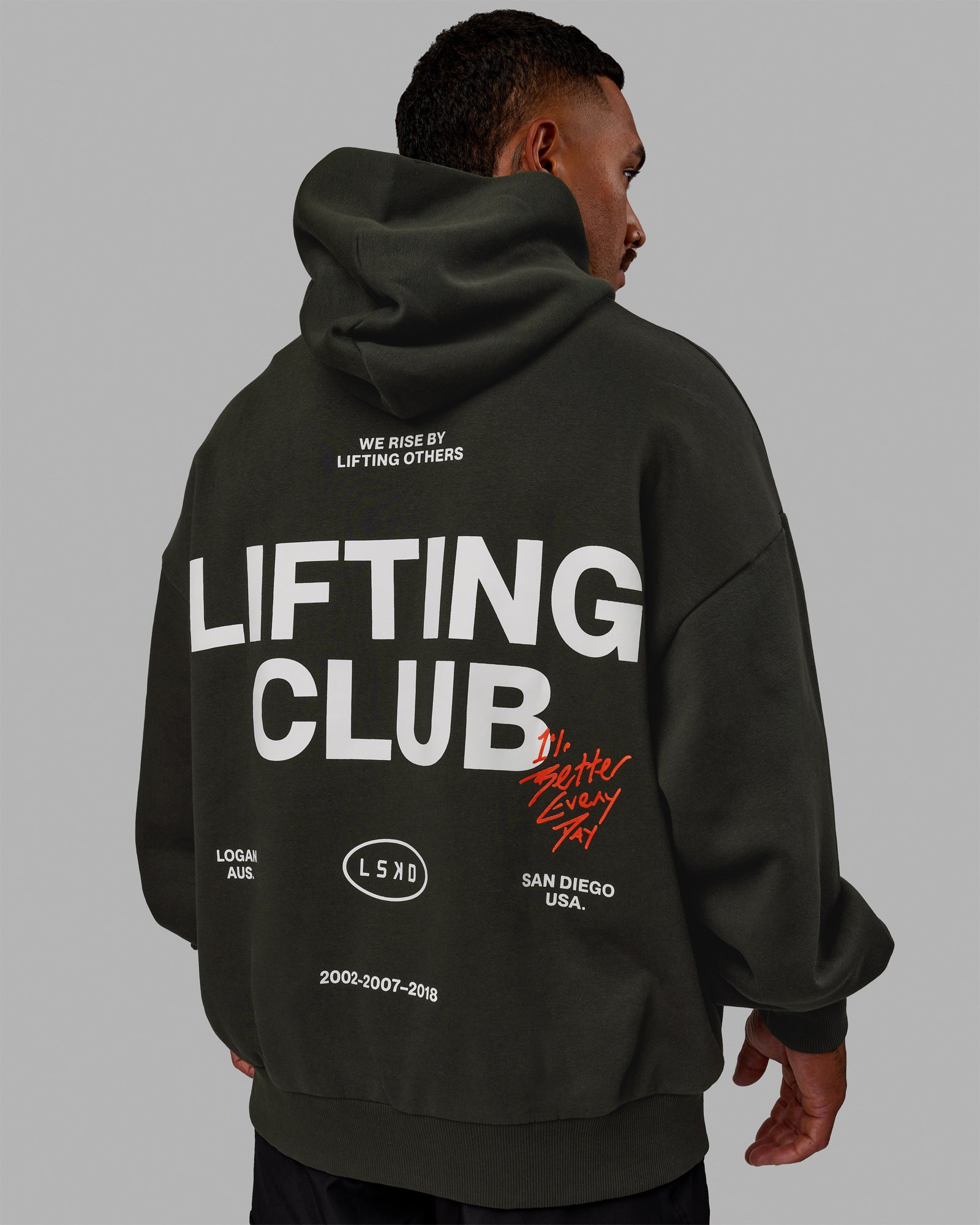 H 86 Unisex Lifting Club Hoodie Oversize – Pirate Black-Off White