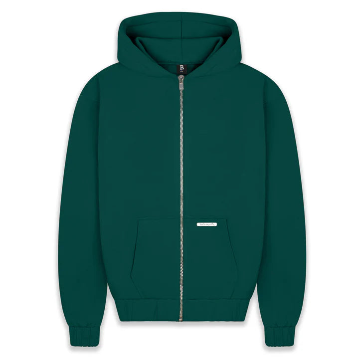SUPER HEAVY BLANK ZIP HOODIE GREEN