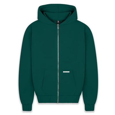 SUPER HEAVY BLANK ZIP HOODIE GREEN