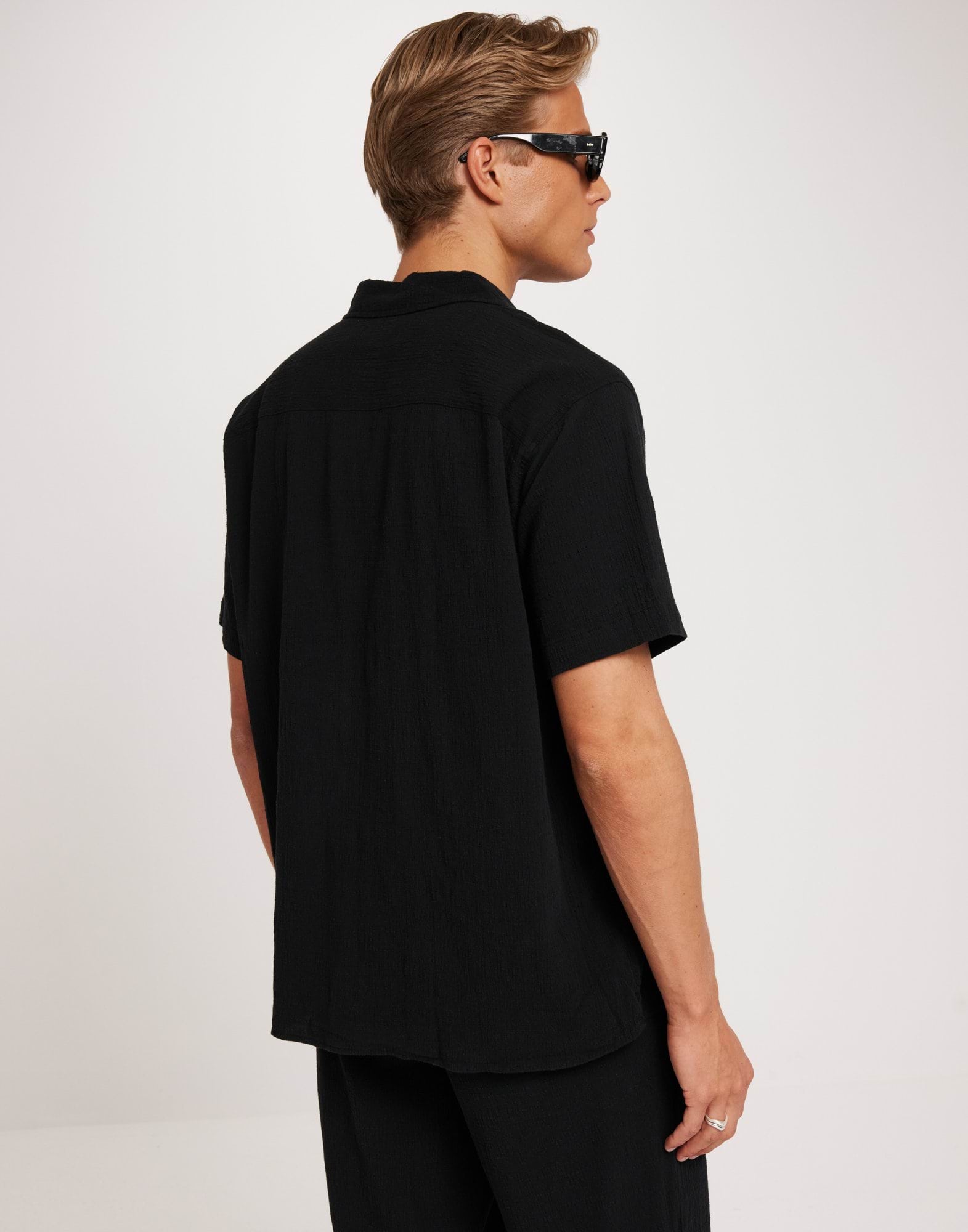 Jack & Jones Black Crinkle Short Sleeve Shirt