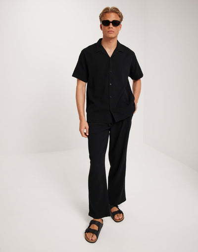 Jack & Jones Black Crinkle Short Sleeve Shirt