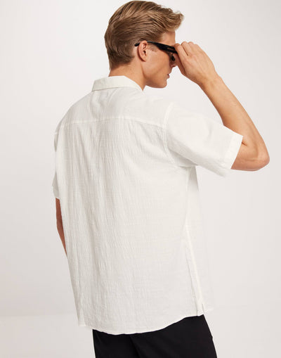 Jack & Jones WHITE crinkled Short Sleeve Shirt
