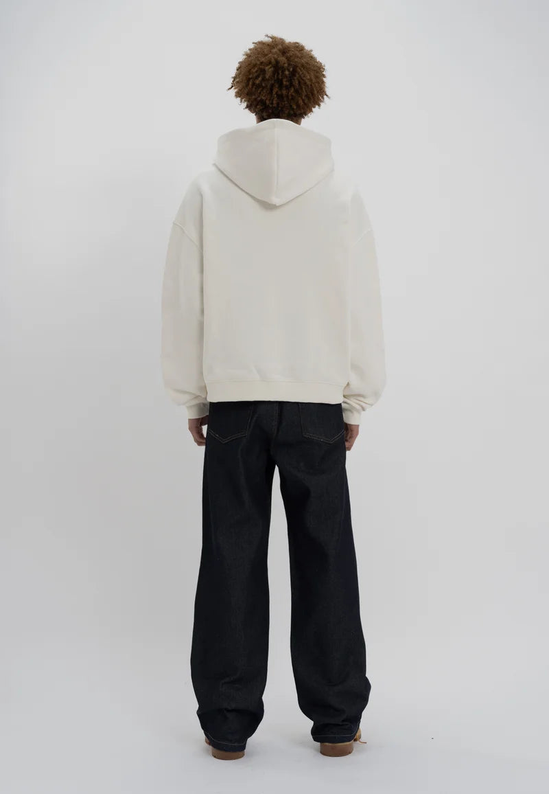 H4_COLLEGE PATCHED ZIP HOODIE - Zip-up sweatshirt - ecru