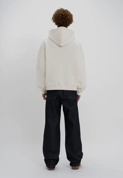 H4_COLLEGE PATCHED ZIP HOODIE - Zip-up sweatshirt - ecru