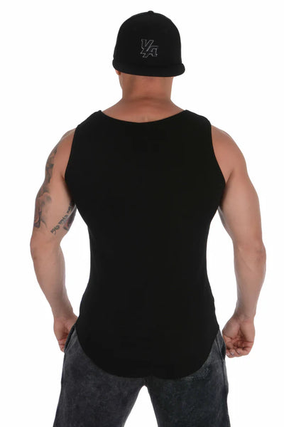 314 Scoop Bottom Ribbed Tank All Black