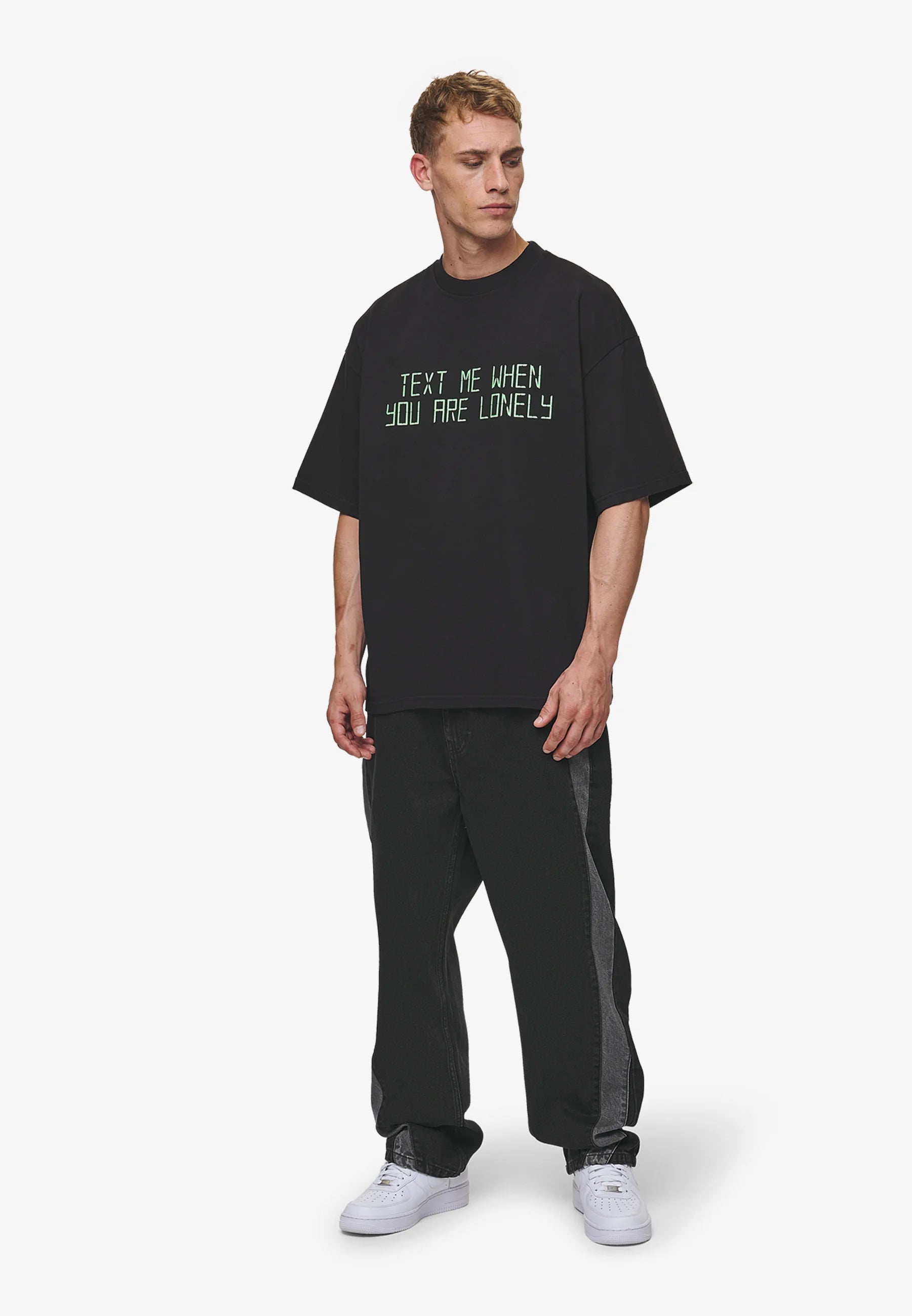 T63_BLEEK BOXY TEE - Print T-shirt - washed black