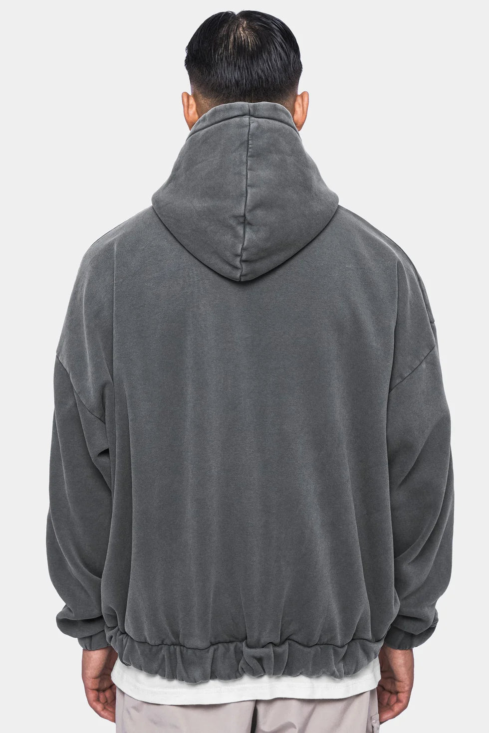 H3_SUPER HEAVY OVERSIZE BLANK ZIP HOODIE WASHED GRAY
