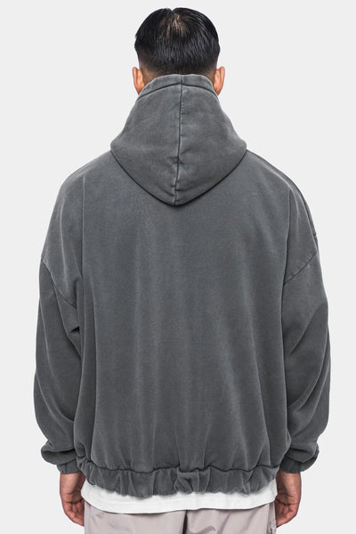 H3_SUPER HEAVY OVERSIZE BLANK ZIP HOODIE WASHED GRAY