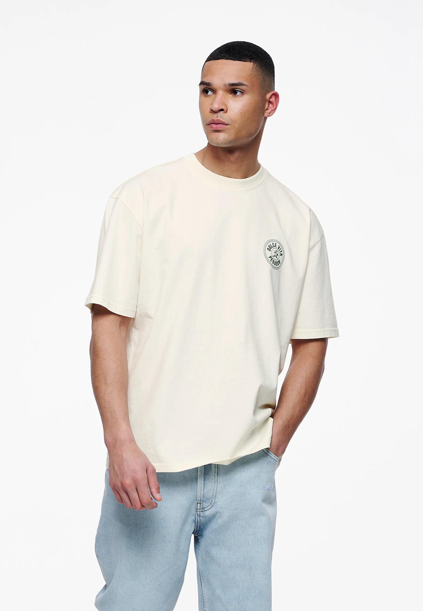 T12_CARBERRY OVERSIZED TEE UNISEX - Print T-shirt - unbleached