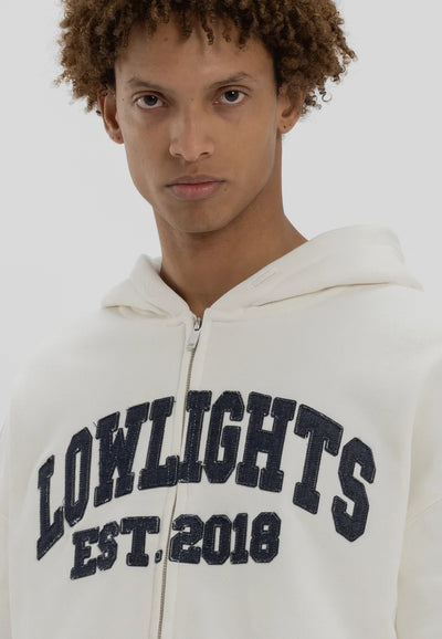 H4_COLLEGE PATCHED ZIP HOODIE - Zip-up sweatshirt - ecru