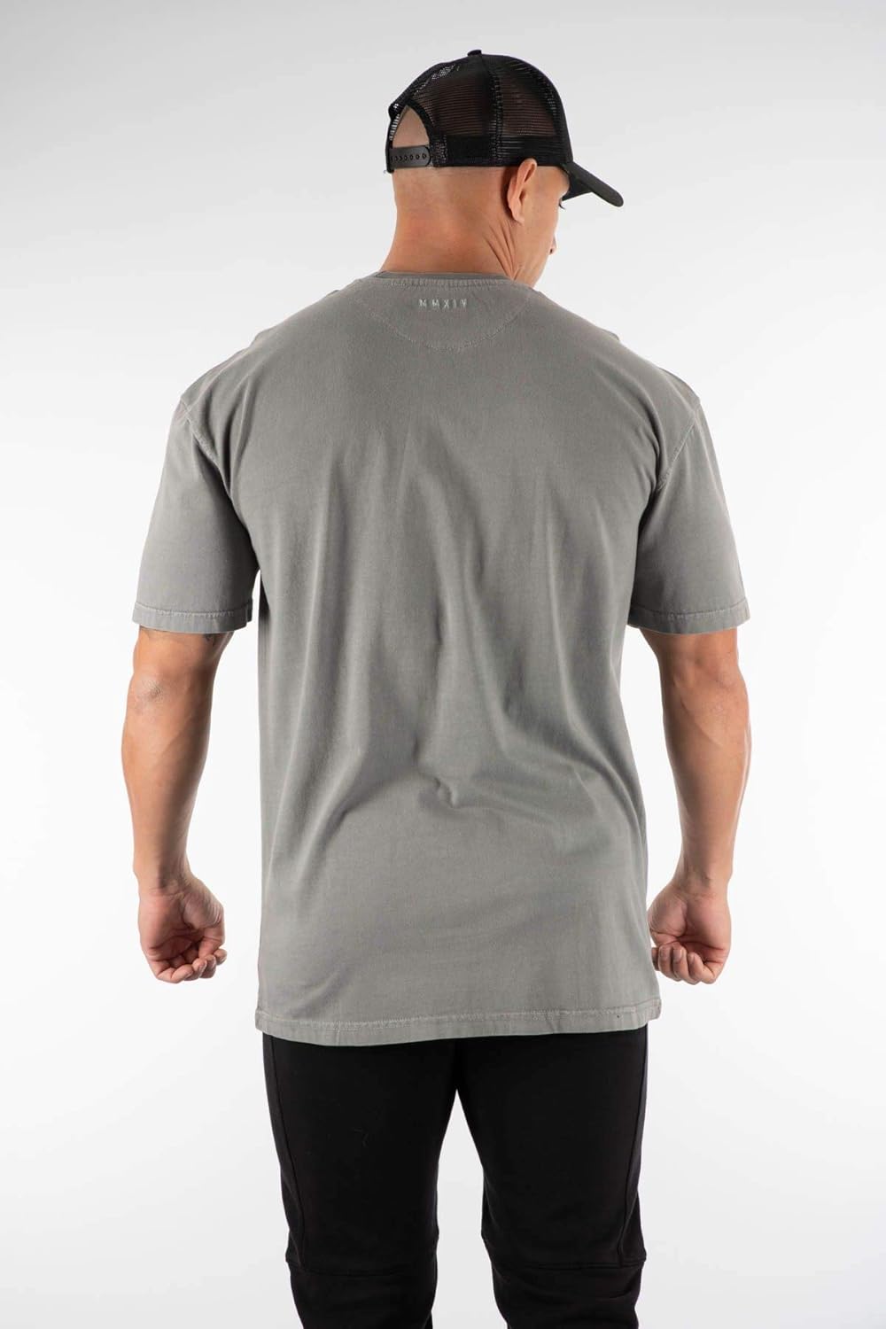 YoungLA Mens Relaxed Fit Drop Shoulder Short Sleeve Crew Neck T-Shirt | Gym Style | 409 Grey